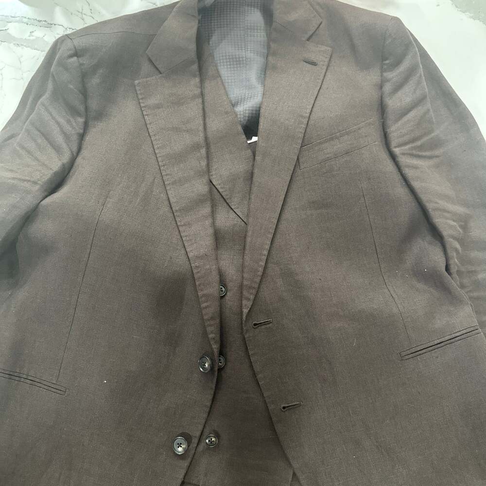 Suitsupply Brown 3-Piece Linen Suit